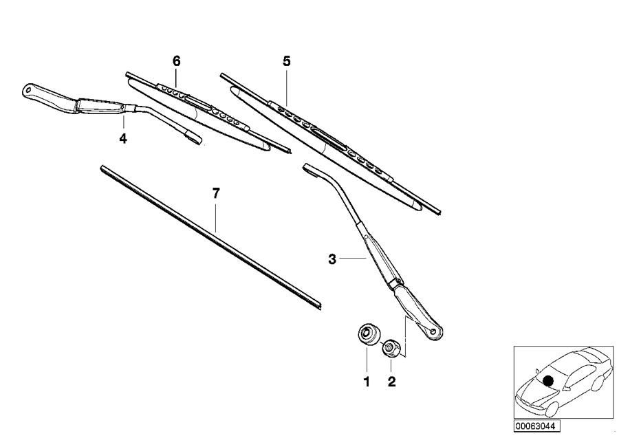 Diagram Single components for wiper arm for your 1987 BMW M3   