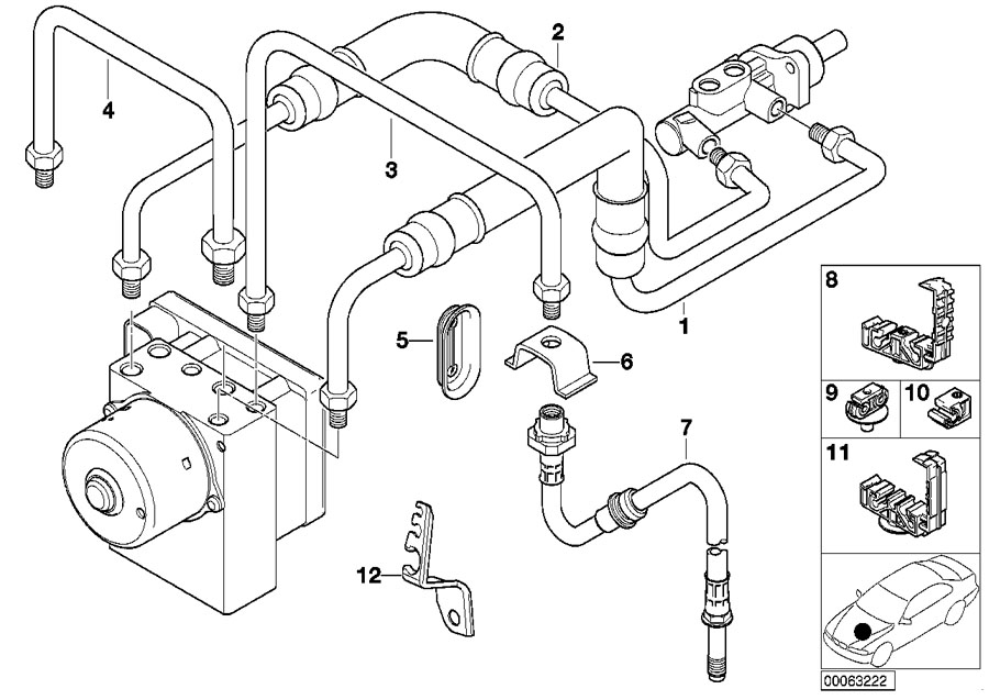 Diagram Brake pipe front ABS/ASC+T for your 2017 BMW M4 GTS   