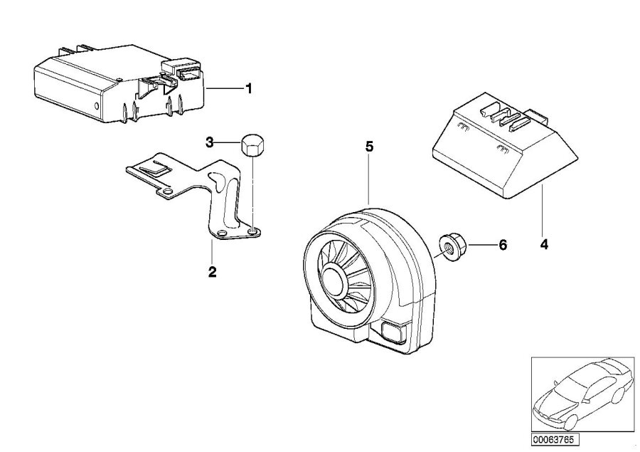 Diagram Theft alarm with radio burglar alarm for your 2016 BMW M6   