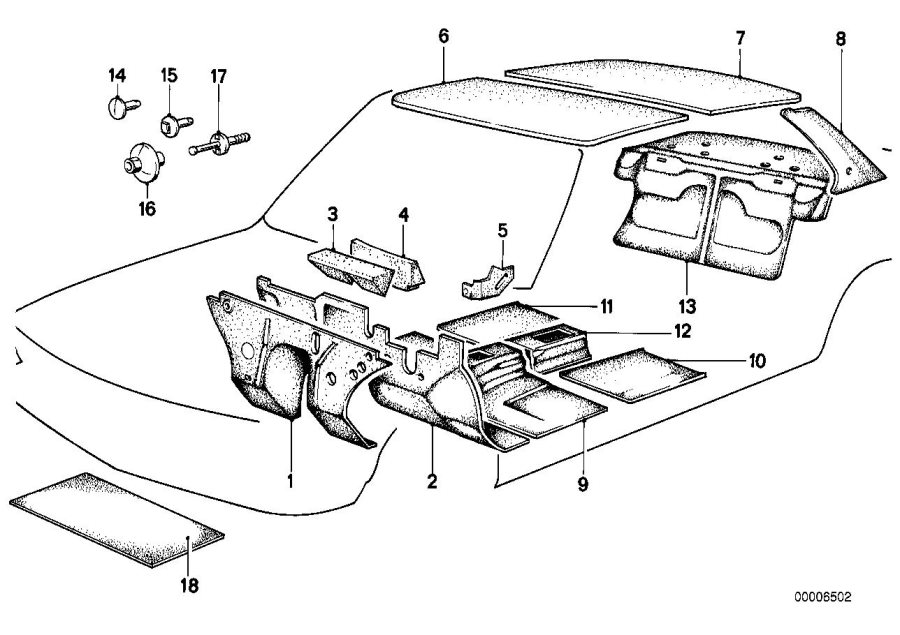 Diagram Sound insulation for your BMW 533i  