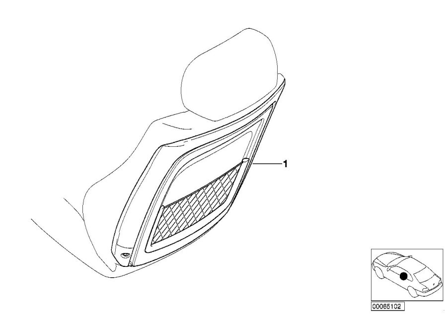 Diagram Retrofit, net bag at seat backrest for your 2007 BMW M6   