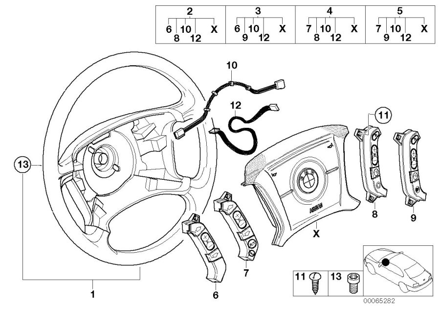 Diagram Steering wheel airbag multifunctional for your 2023 BMW X3  30eX 