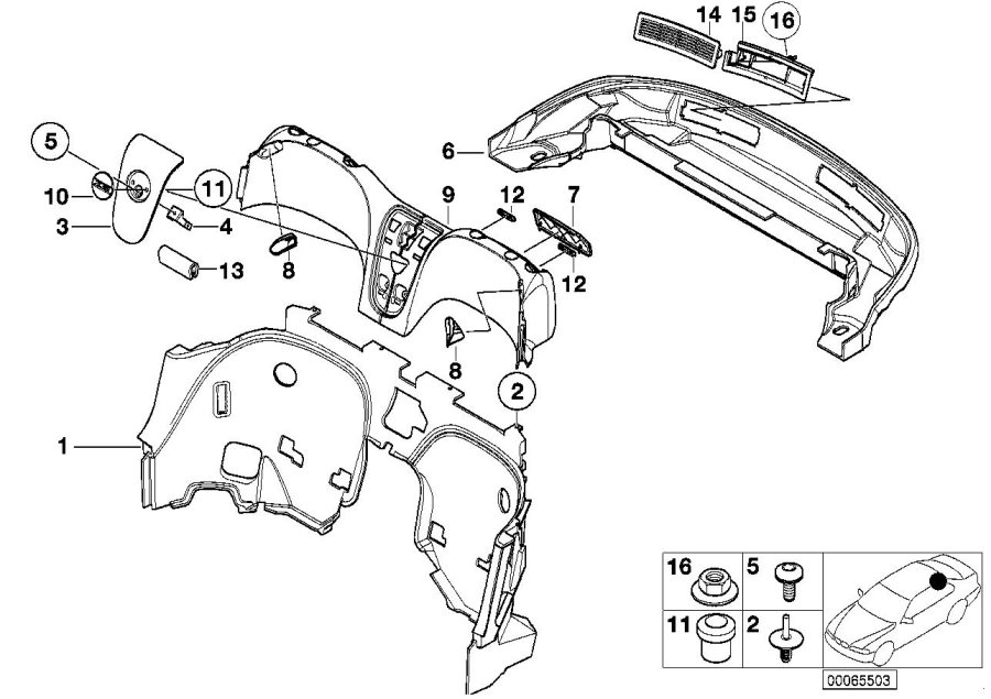 Diagram Covers and trim panels, rear, inner for your 1988 BMW M6   