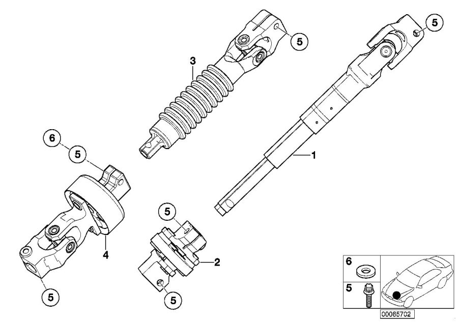 Diagram STEER.COL.-LOWER JOINT ASSY for your 2006 BMW M6   