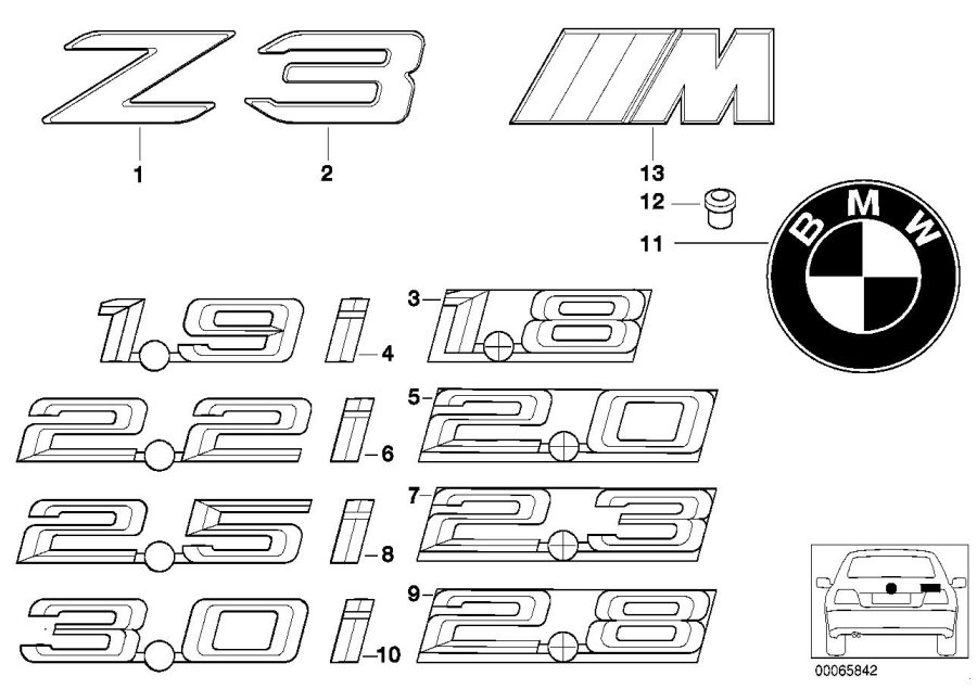 Diagram Emblems / letterings for your 2019 BMW 530e   