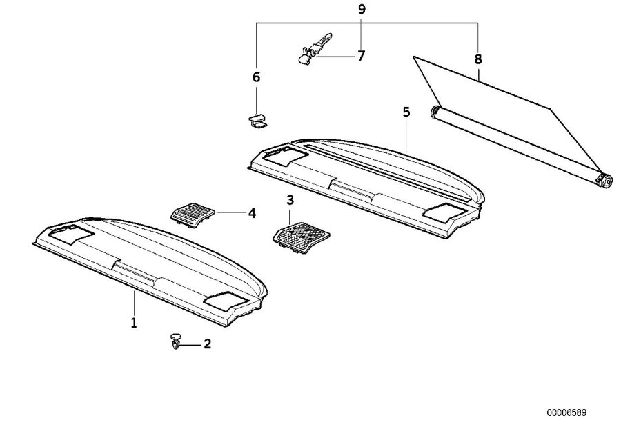 Diagram Sun blind, rear window shelf for your 2023 BMW X3  30eX 