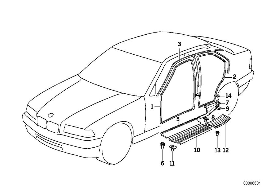 Le diagramme Protège-arête / applique bas de caisse pour votre BMW