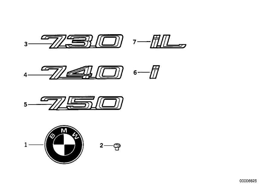 Diagram Emblems / letterings for your 2019 BMW 530e   