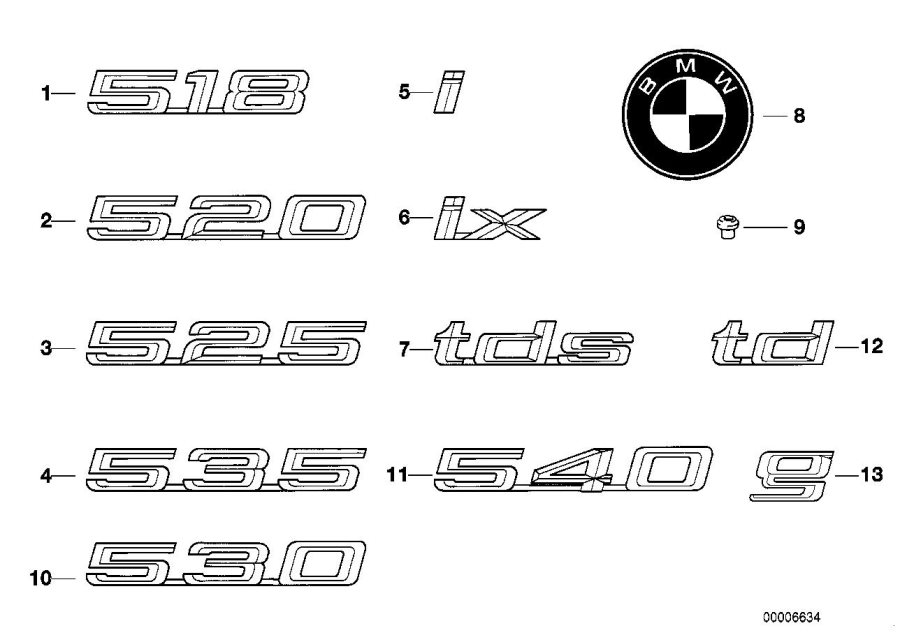 Diagram Emblems / letterings for your 2019 BMW 330i   
