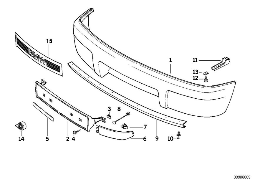 Diagram Front bumper trim, M technic for your 2015 BMW X1   