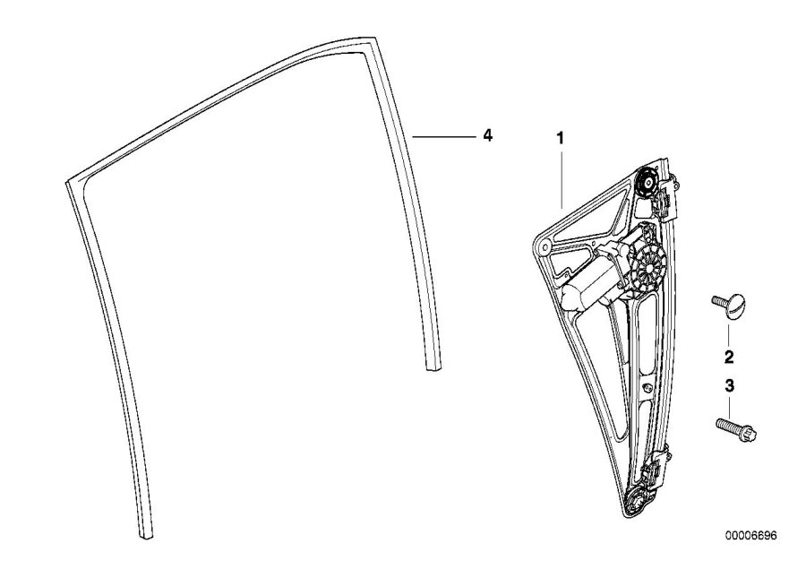 Diagram Door window lifting mechanism rear for your 1998 BMW 740i Automatic Sedan 