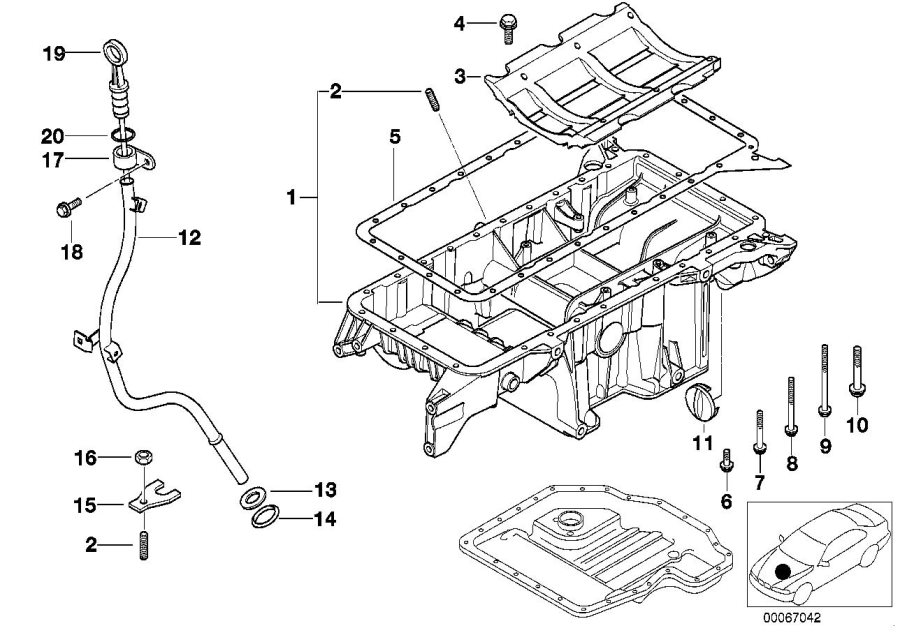 Diagram Oil pan upper part, oil level indicator for your 2016 BMW 650i Automatic Convertible 