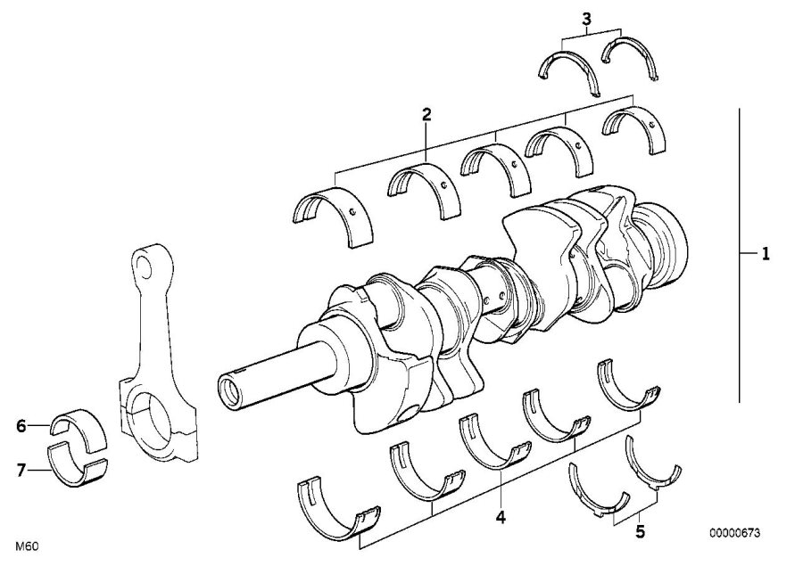 Diagram Crankshaft With Bearing Shells for your 2007 BMW M6   