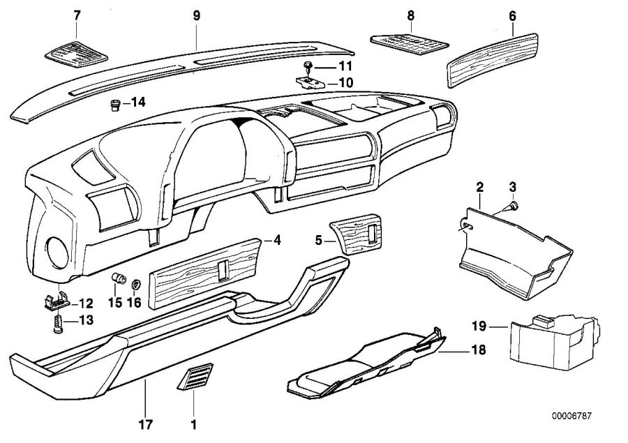 Diagram Trim panel dashboard for your BMW