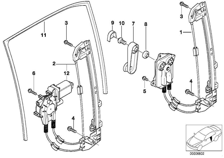 Diagram Door window lifting mechanism rear for your 2015 BMW M6   