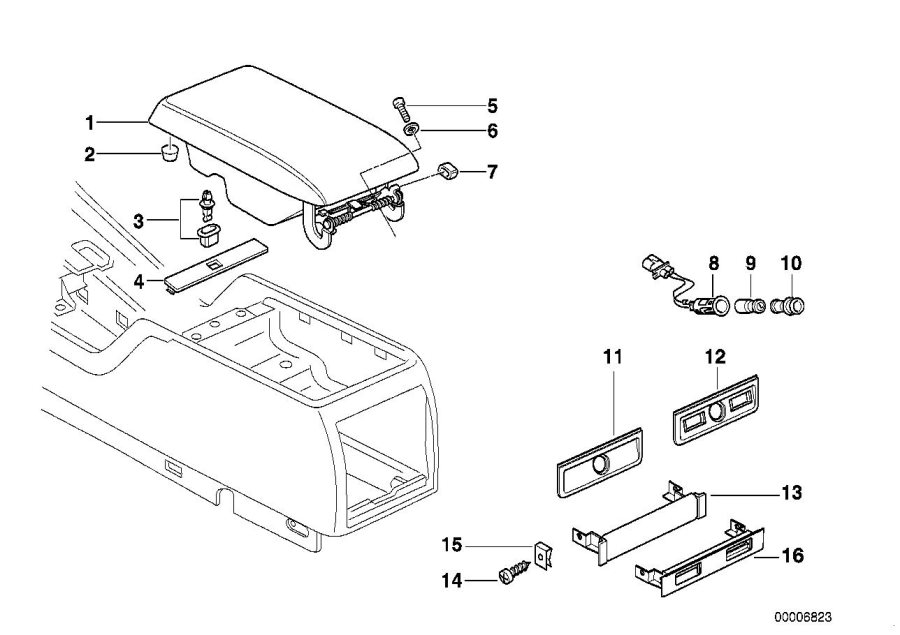 Diagram Mounting parts, center console, rear for your 1997 BMW M3   