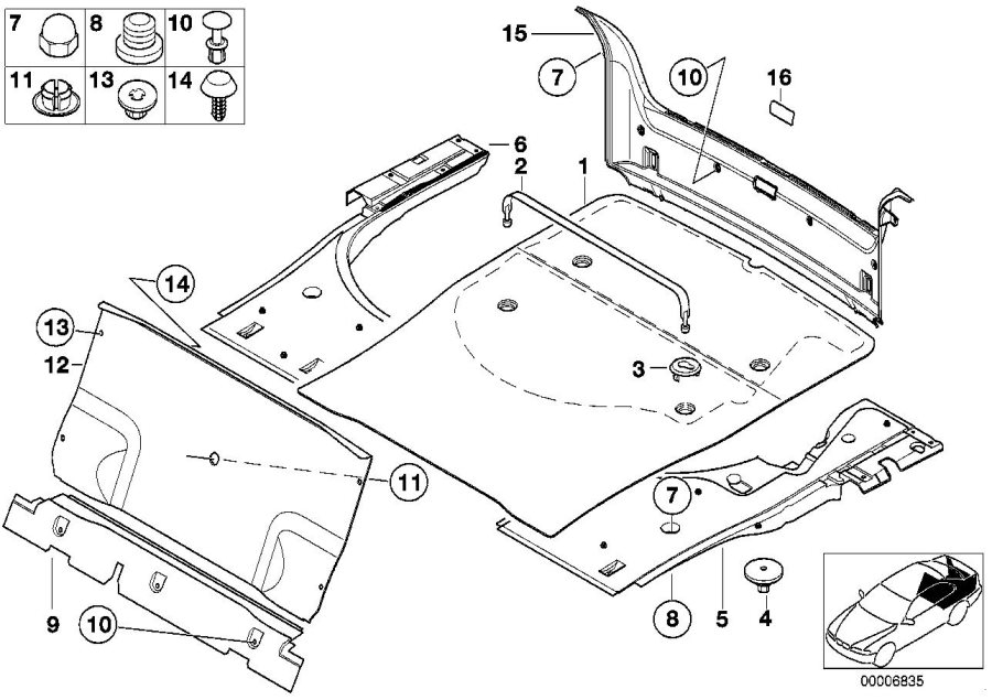 Le diagramme Revêtement de coffre pour votre BMW