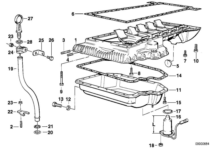 Diagram Oil PAN/OIL level indicator for your BMW