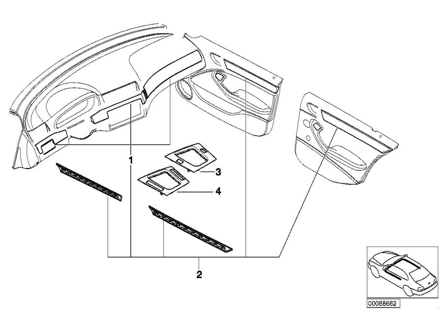 Diagram Retrofit fine wood trim, myrtle for your 2023 BMW X3  30eX 