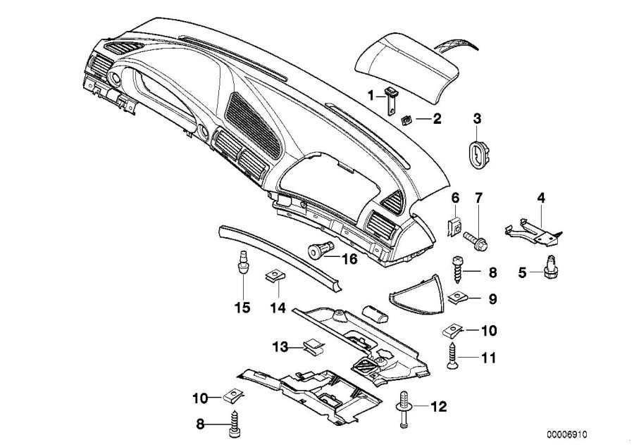 Diagram Mounting parts, instr. panel for your BMW