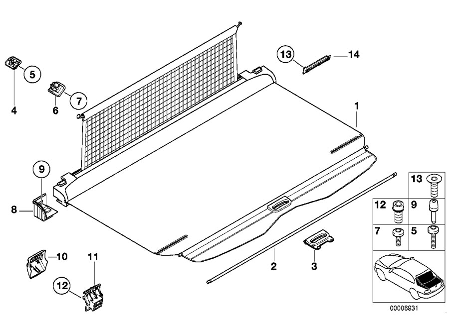 Diagram Extending cargo cover/partition net for your 2023 BMW X3  30eX 