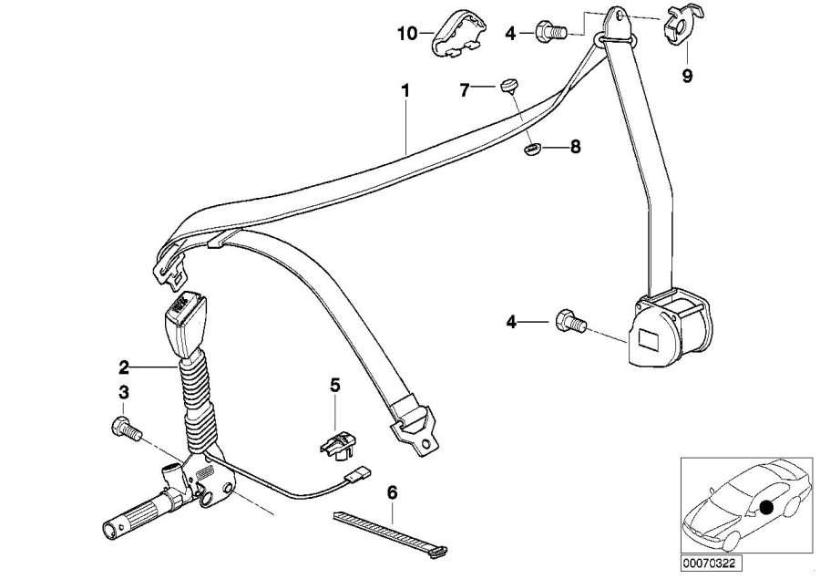 Le diagramme Ceinture de sécurité pour votre BMW