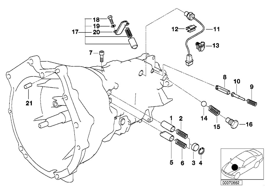 Diagram S6S420G inner gear shifting parts for your 1996 BMW