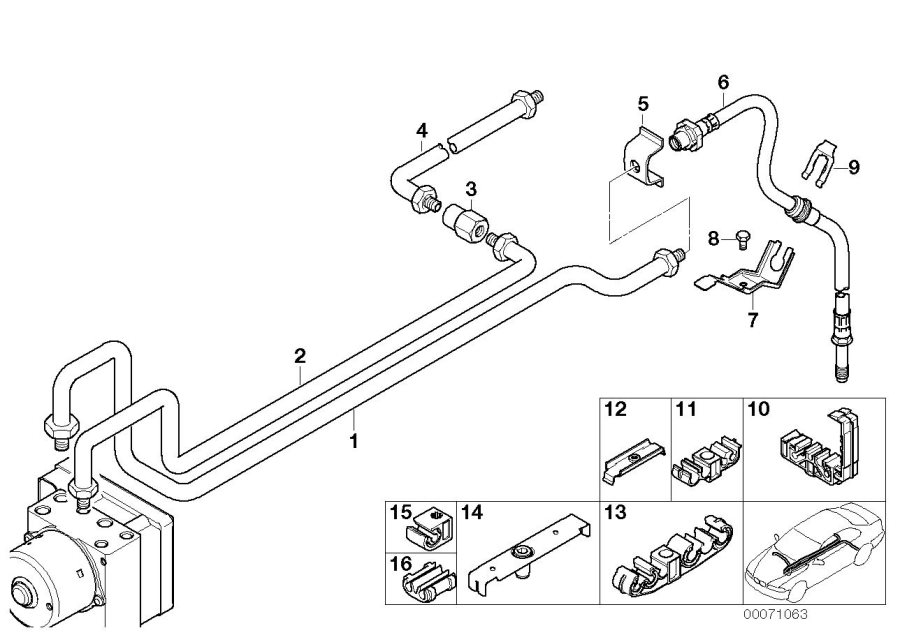 Diagram Rear brake pipe asc for your BMW