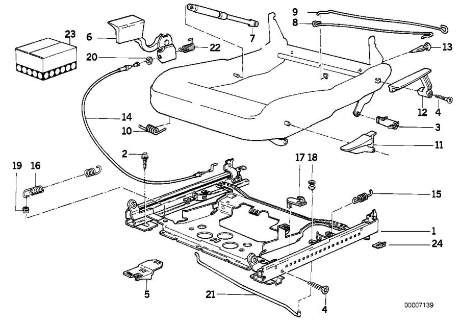 Diagram Front seat rail MECHANICAL/SINGLE parts for your 1988 BMW M6   