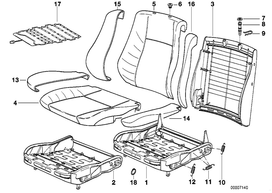 Diagram FRONT SEAT FRAME MECH./EL./SINGL.PARTS for your 2023 BMW X3  30eX 