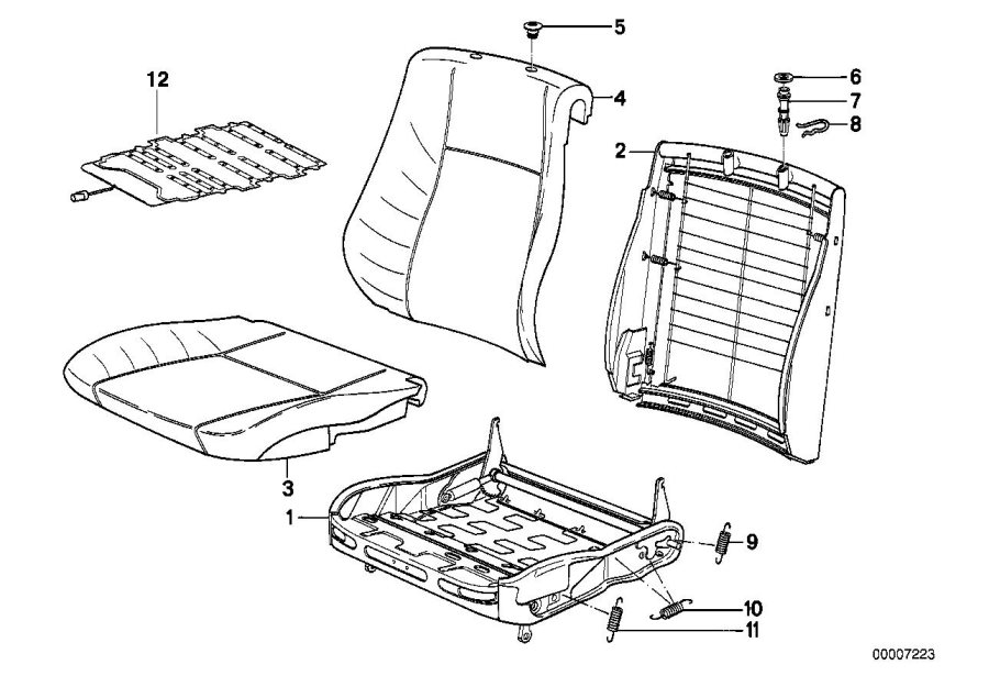 Diagram BMW sports seat frame mechanical for your 2023 BMW X3  30eX 