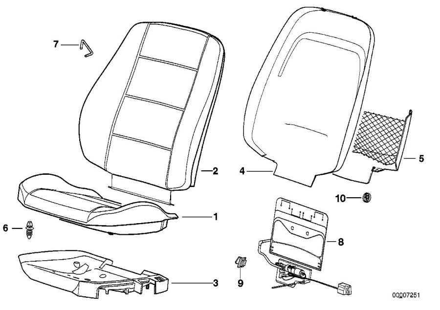 Diagram Front seat PAD/REAR PANEL/CAP for your 2020 BMW X2 M35iX  