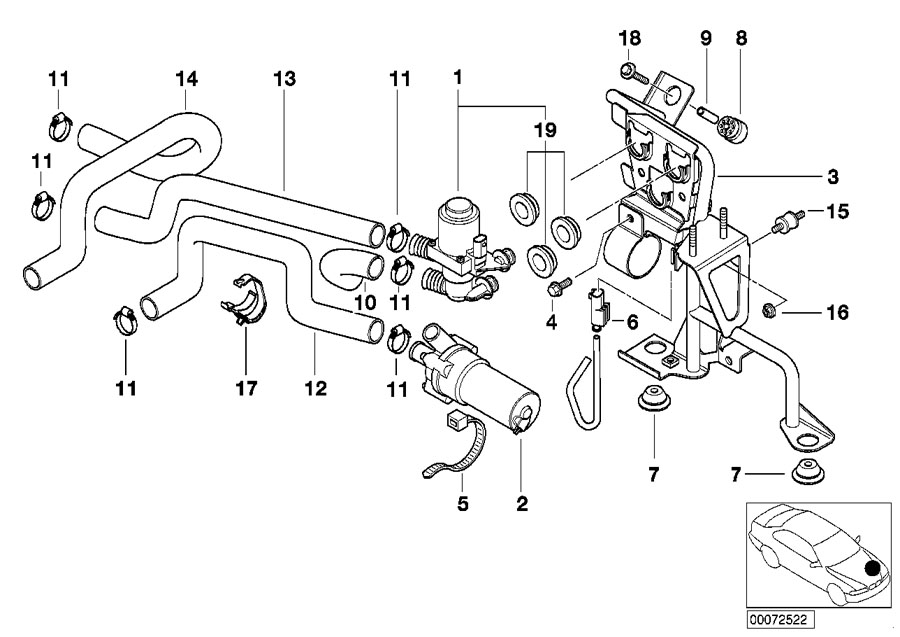 Diagram Water VALVE/WATER hose for your 1996 BMW