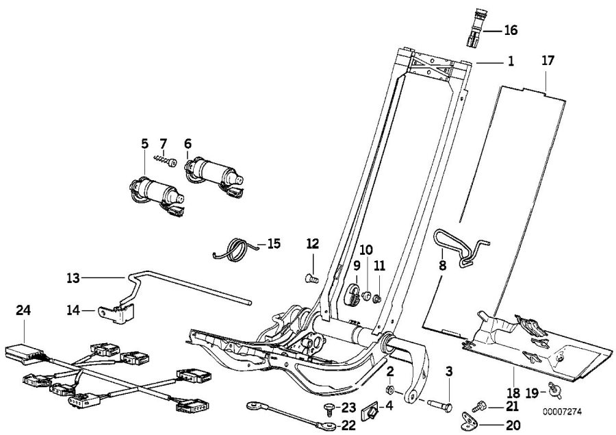 Diagram Front seat electrical backrest frame for your 2023 BMW X3  30eX 