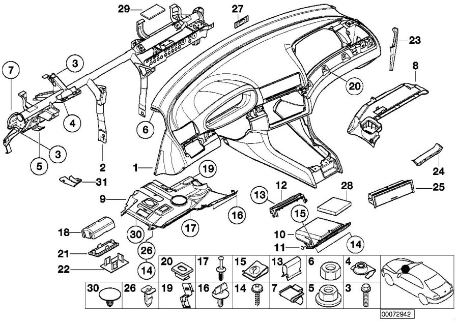 Diagram Trim panel dashboard for your 2002 BMW 330xi   