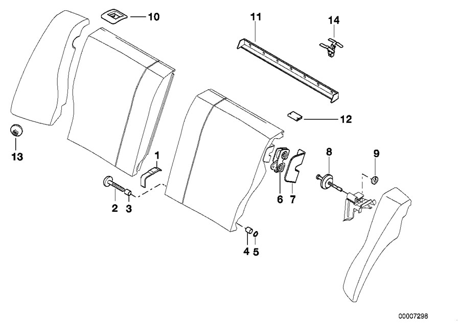 Diagram REAR SEAT PARTS for your 2011 BMW 128i   