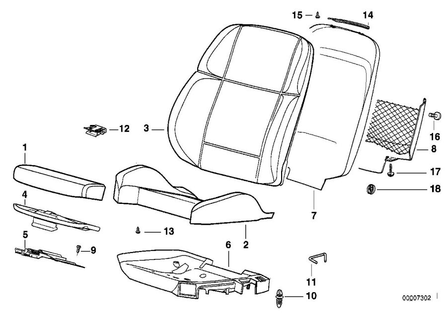 Diagram PAD/SEAT pan of BMW sports seat for your BMW