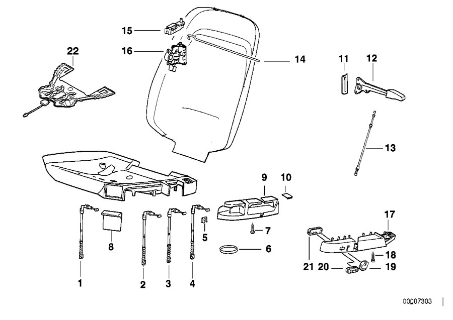 Diagram SINGLE PARTS OF FRONT SEAT CONTROLS for your BMW
