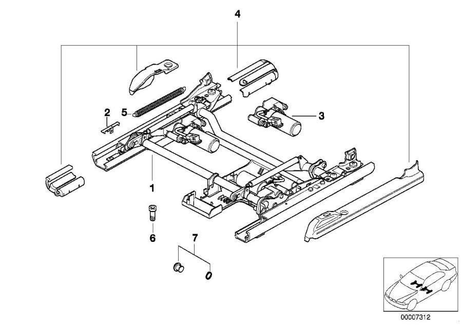 Diagram Front seat rail ELECTRICAL/SINGLE parts for your 2023 BMW X3  30eX 