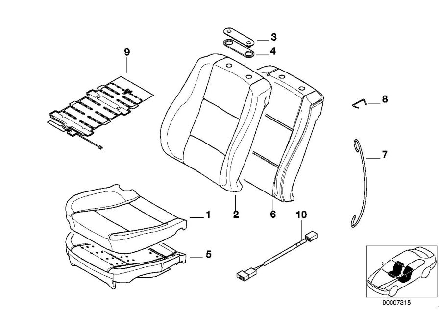 Diagram Seat front, uphlstry/cover, Comfort seat for your 2018 BMW X2 28iX  