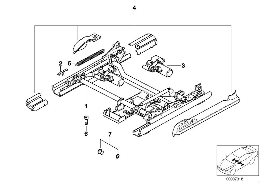 Diagram FRONT SEAT RAIL ELECTRICAL/SINGLE PARTS for your 2023 BMW X3  30eX 