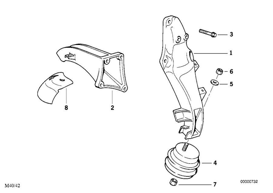 Le diagramme Suspension moteur - silentbloc moteur pour votre BMW