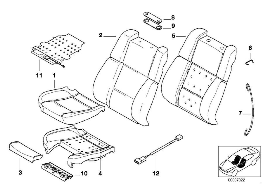 Diagram Seat, frt, Contour seat upholstery&cover for your 2018 BMW X2 28iX  