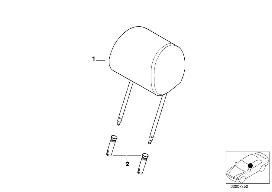 Diagram Seat, front, head restraint for your BMW