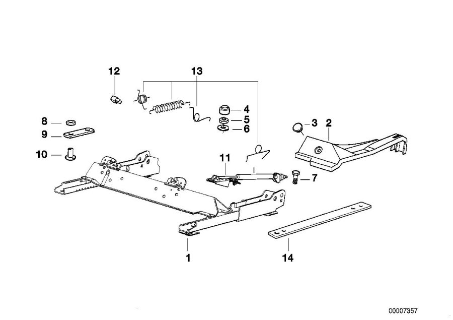 Diagram FRONT SEAT RAIL for your BMW