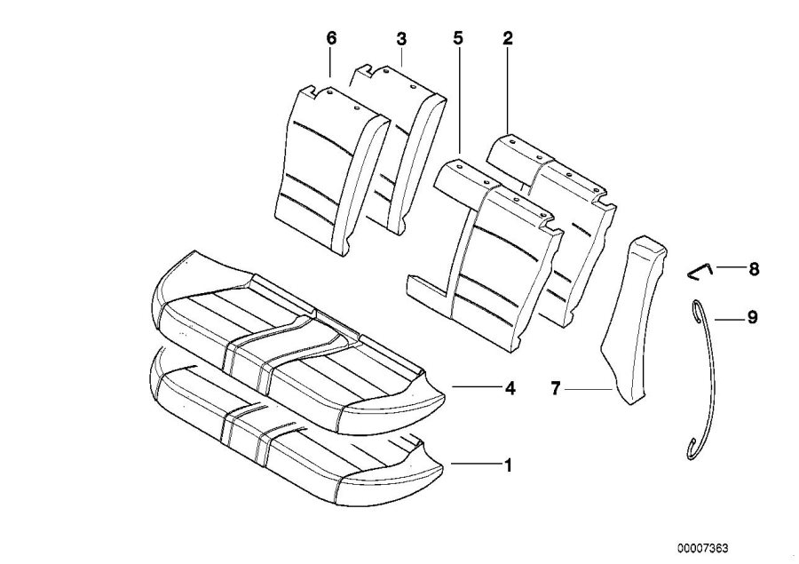 Diagram Seat, rear, uphlstry/cover, load-through for your BMW