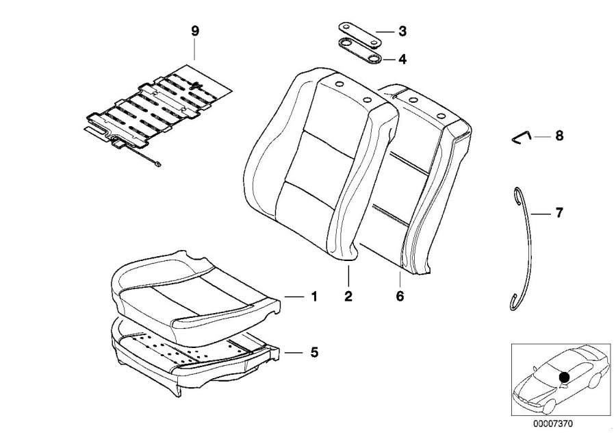 Diagram Seat front, uphlstry/cover, Comfort seat for your 2018 BMW X2 28iX  