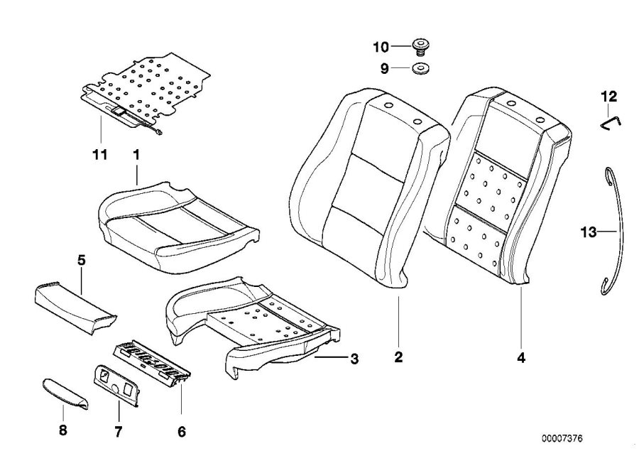 Diagram Seat, front, uphlstry, cover, Sport seat for your 2023 BMW X3  30eX 