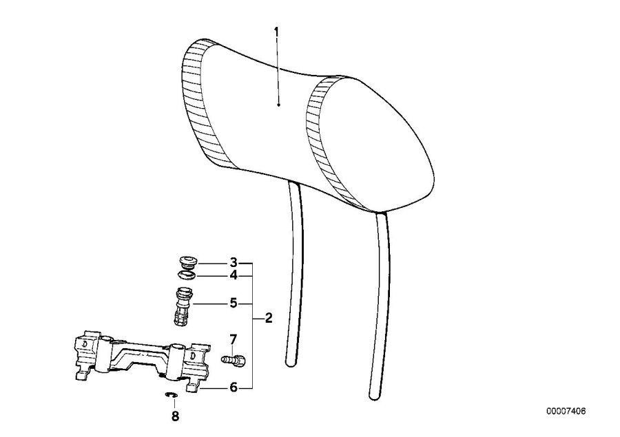 Diagram Mechanical headrest rear for your BMW
