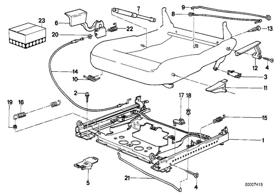 Diagram BMW sports seat seat rail mechanical for your 1988 BMW M6   